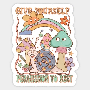 Whimsical Self Care Mushrooms Sticker